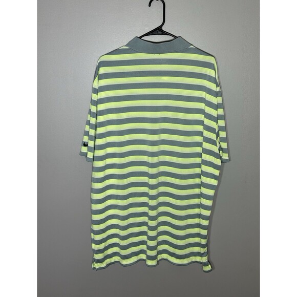 Nike Golf Dri Fit Polo Shirt Sz XXL Green Blue Stripes Swoosh - Picture 2 of 6